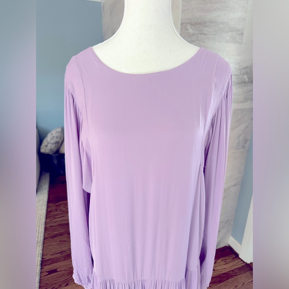 Anthropologie brand Dolan Long-Sleeve Tiered Maxi Dress, Lilac, Size Small - Picture 3 of 14